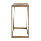 Console en bois recyclé et laiton antique, style ferme, assemblage par 1 personne