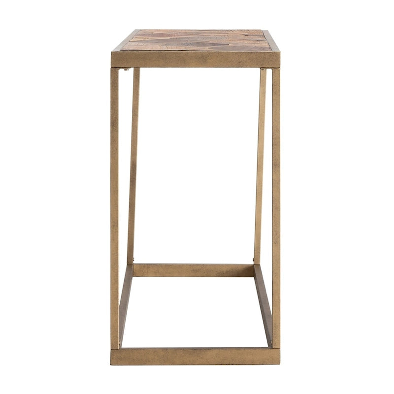 Console en bois recyclé et laiton antique, style ferme, assemblage par 1 personne