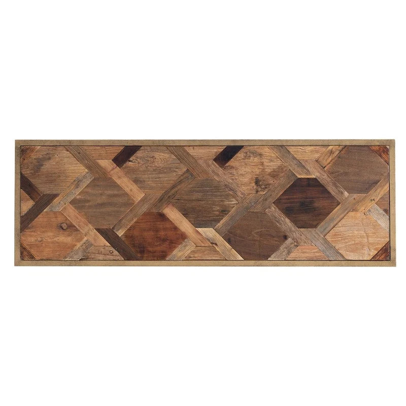 Console en bois recyclé et laiton antique, style ferme, assemblage par 1 personne