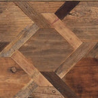 Console en bois recyclé et laiton antique, style ferme, assemblage par 1 personne