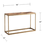 Console en bois recyclé et laiton antique, style ferme, assemblage par 1 personne
