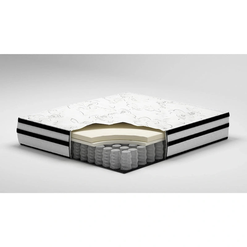 Ensemble matelas hybride noir/blanc et base réglable – 2 personnes, Grand lit/Très grand lit/Très grand lit californien
