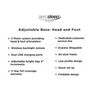 Ensemble matelas hybride noir/blanc et base réglable – 2 personnes, Grand lit/Très grand lit/Très grand lit californien