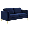 Canapé 3 places en velours style scandinave – Bleu nuit / Anthracite / Beige / Cognac