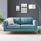 Canapé 3 places en velours style scandinave – Bleu nuit / Anthracite / Beige / Cognac