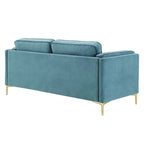 Canapé 3 places en velours style scandinave – Bleu nuit / Anthracite / Beige / Cognac