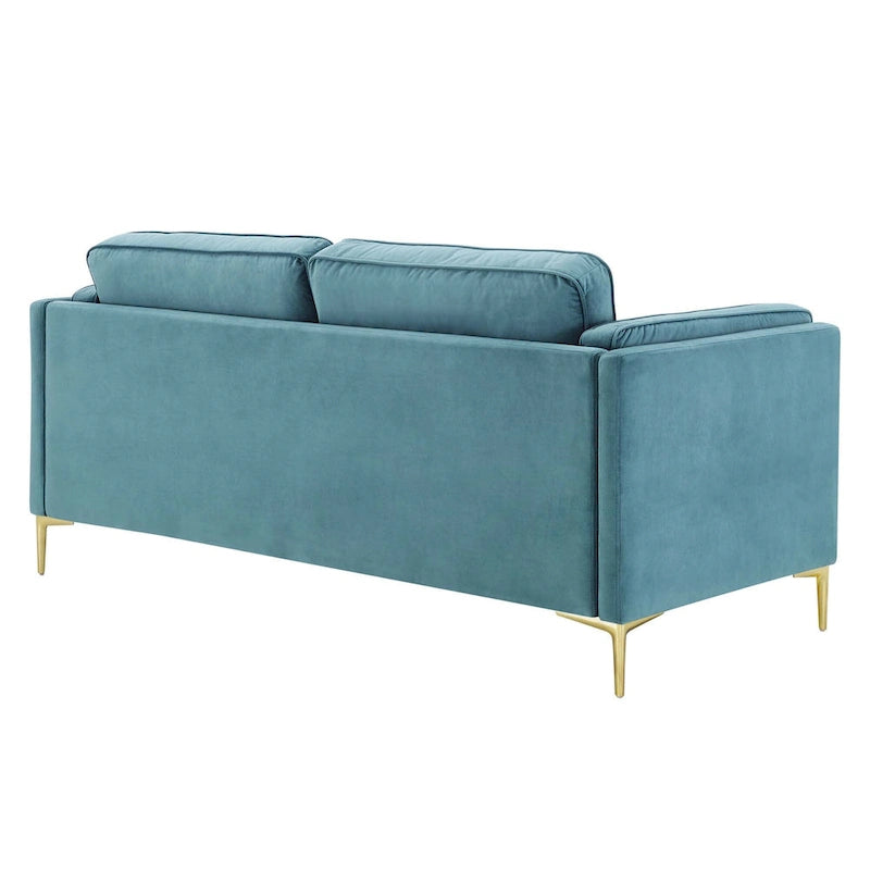 Canapé 3 places en velours style scandinave – Bleu nuit / Anthracite / Beige / Cognac