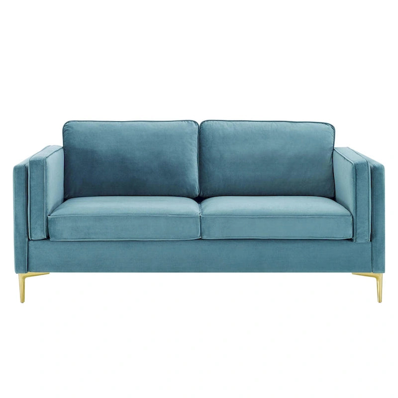 Canapé 3 places en velours style scandinave – Bleu nuit / Anthracite / Beige / Cognac