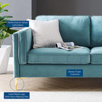 Canapé 3 places en velours style scandinave – Bleu nuit / Anthracite / Beige / Cognac