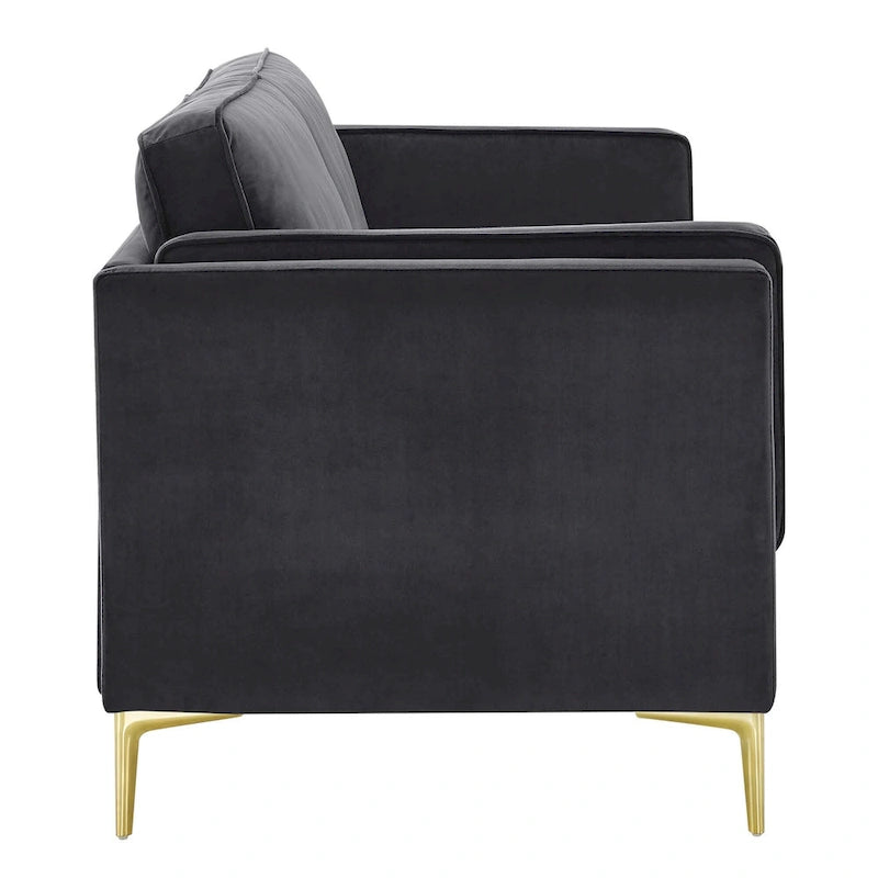 Canapé 3 places en velours style scandinave – Bleu nuit / Anthracite / Beige / Cognac