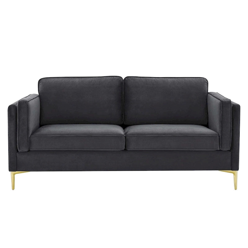 Canapé 3 places en velours style scandinave – Bleu nuit / Anthracite / Beige / Cognac