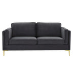 Canapé 3 places en velours style scandinave – Bleu nuit / Anthracite / Beige / Cognac