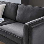 Canapé 3 places en velours style scandinave – Bleu nuit / Anthracite / Beige / Cognac