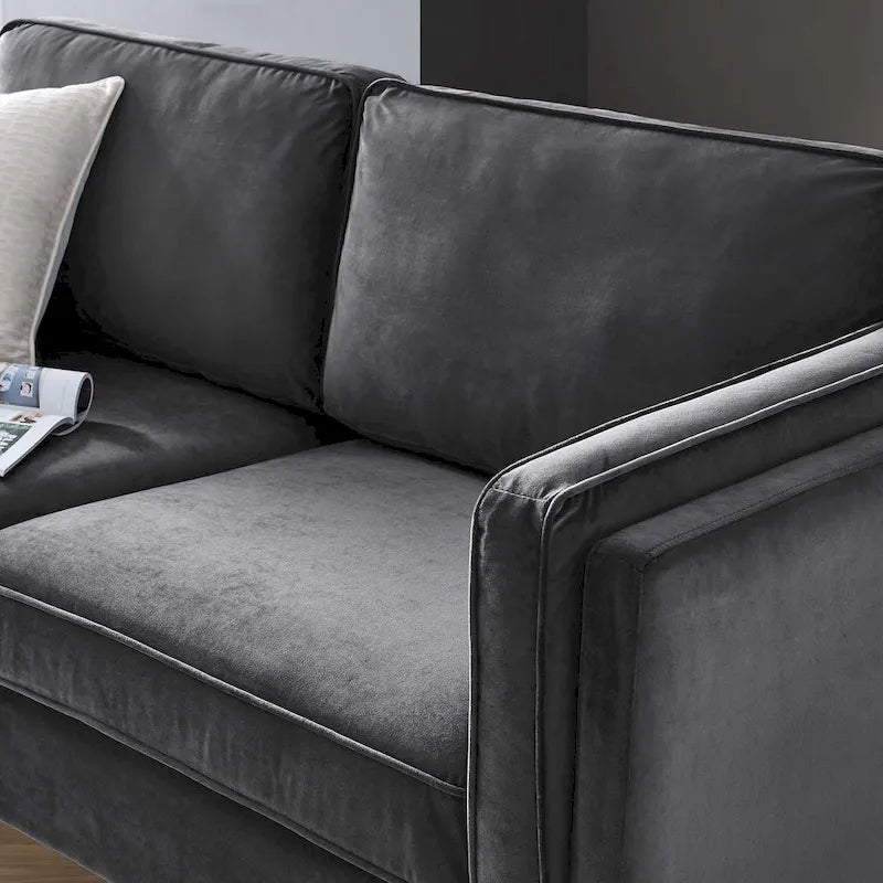 Canapé 3 places en velours style scandinave – Bleu nuit / Anthracite / Beige / Cognac