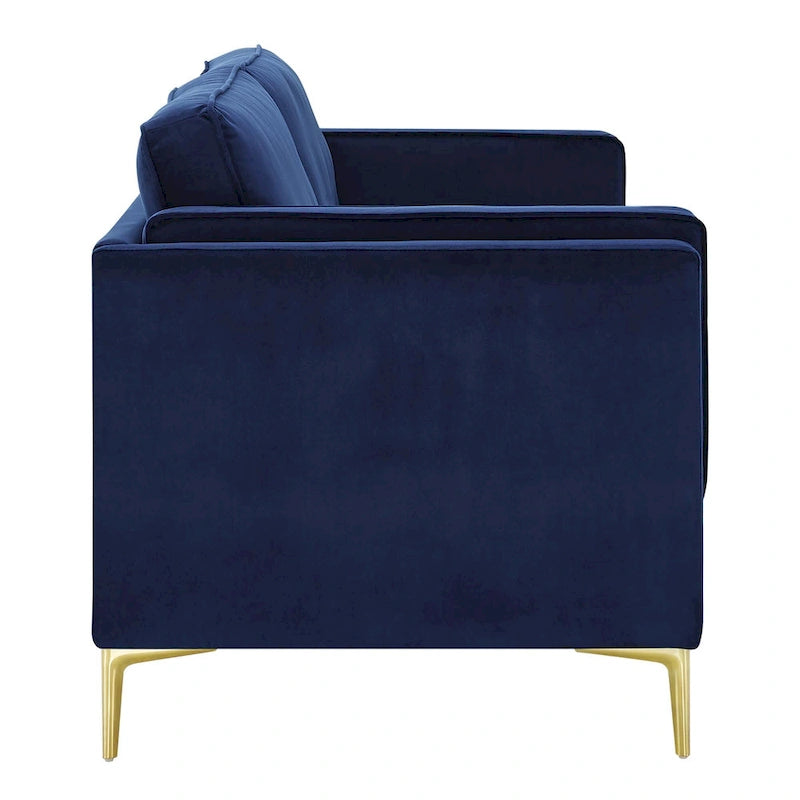 Canapé 3 places en velours style scandinave – Bleu nuit / Anthracite / Beige / Cognac