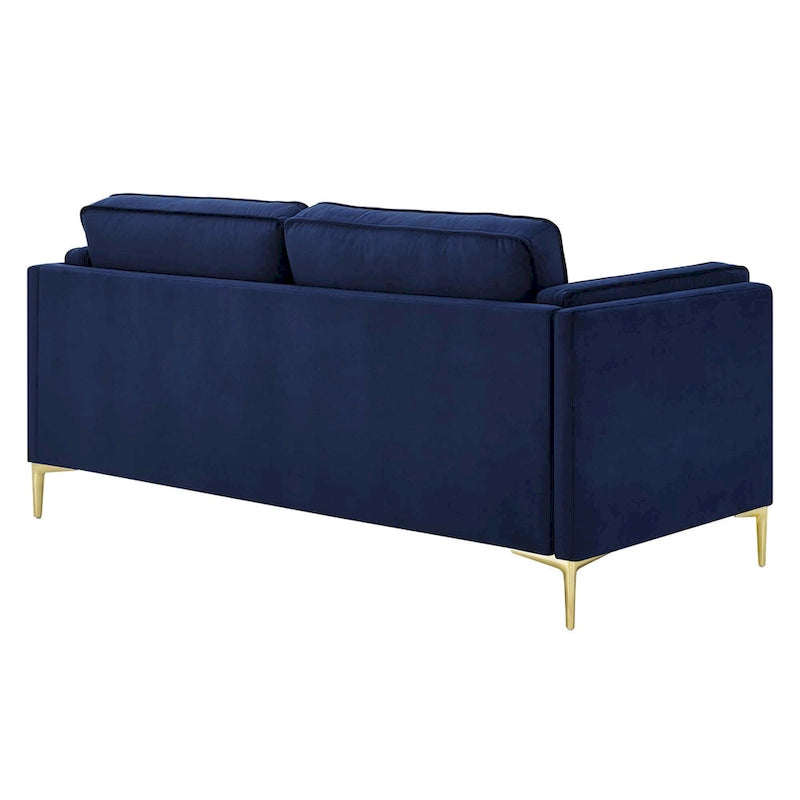 Canapé 3 places en velours style scandinave – Bleu nuit / Anthracite / Beige / Cognac