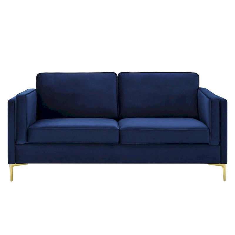 Canapé 3 places en velours style scandinave – Bleu nuit / Anthracite / Beige / Cognac