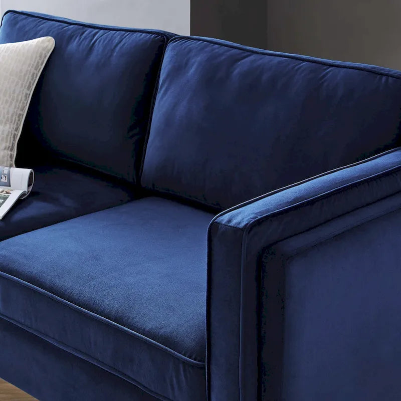 Canapé 3 places en velours style scandinave – Bleu nuit / Anthracite / Beige / Cognac
