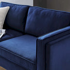 Canapé 3 places en velours style scandinave – Bleu nuit / Anthracite / Beige / Cognac
