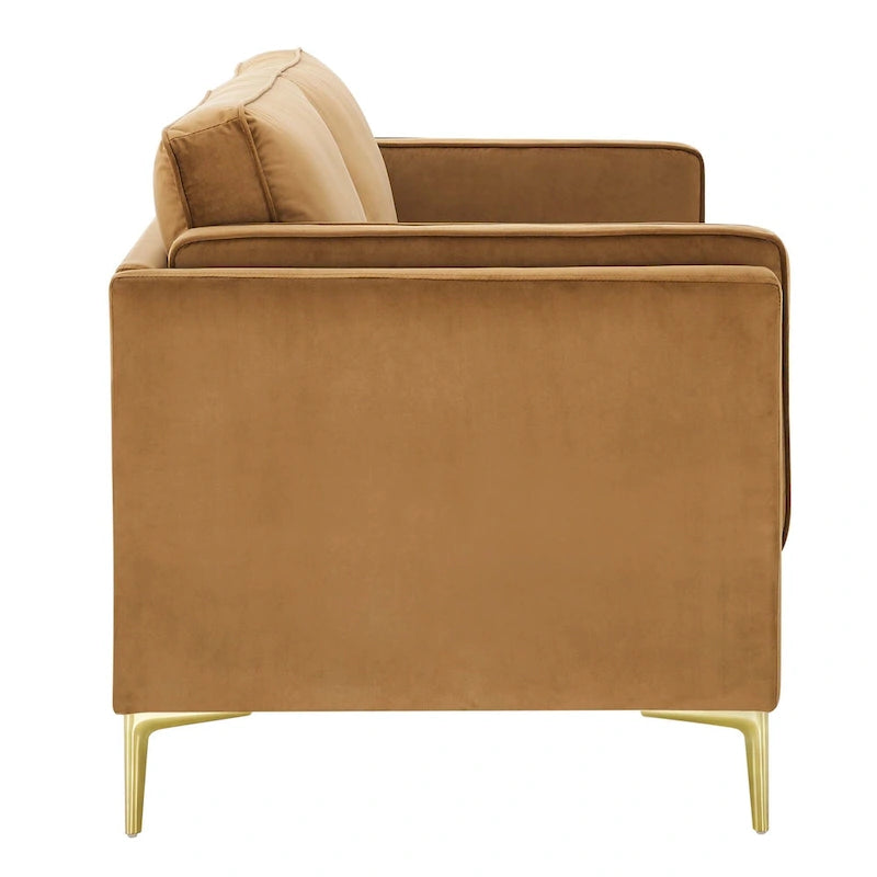 Canapé 3 places en velours style scandinave – Bleu nuit / Anthracite / Beige / Cognac