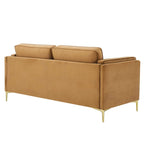 Canapé 3 places en velours style scandinave – Bleu nuit / Anthracite / Beige / Cognac