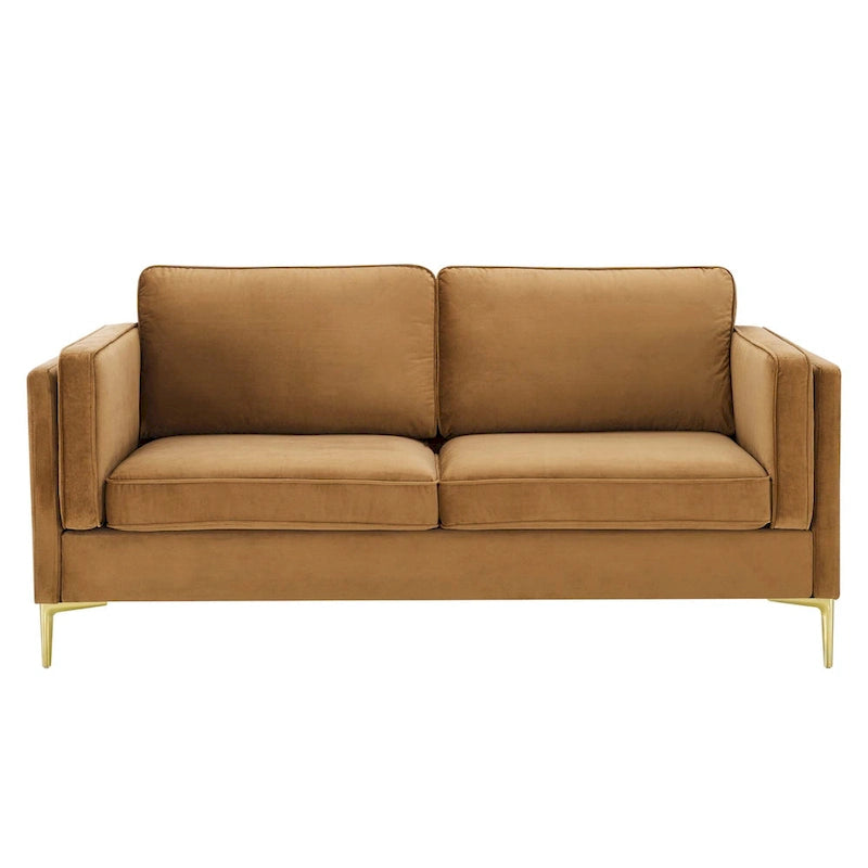 Canapé 3 places en velours style scandinave – Bleu nuit / Anthracite / Beige / Cognac