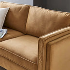 Canapé 3 places en velours style scandinave – Bleu nuit / Anthracite / Beige / Cognac