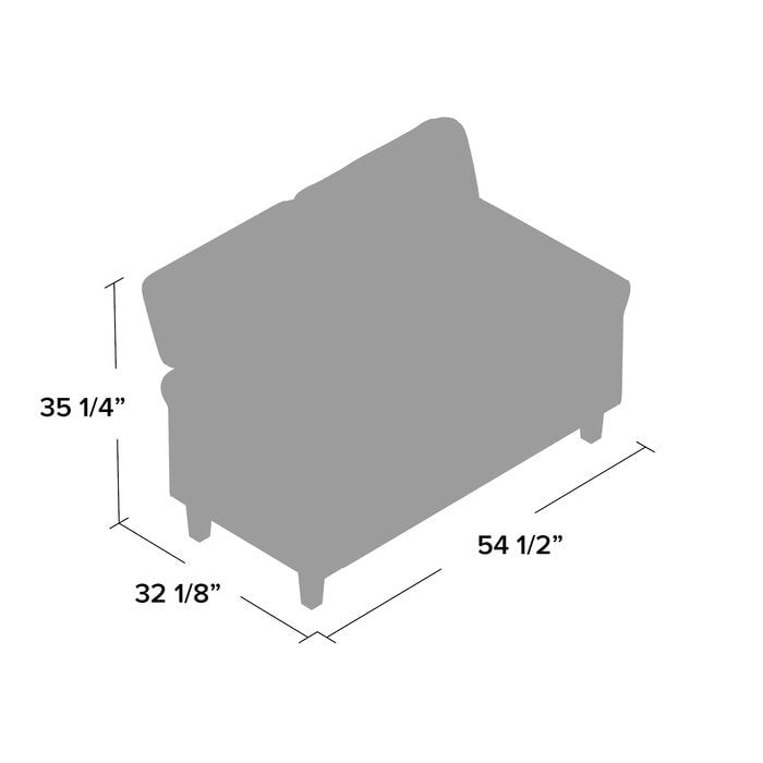 Causeuse à accoudoirs évasés en lin gris clair / gris foncé / beige, 2 places, 138,4 cm