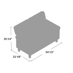 Causeuse à accoudoirs évasés en lin gris clair / gris foncé / beige, 2 places, 138,4 cm