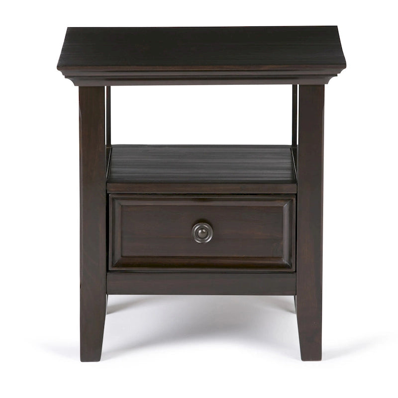 Table d'appoint carrée en bois massif avec tiroir et étagère – 10 couleurs, 48 cm L x 51 cm H