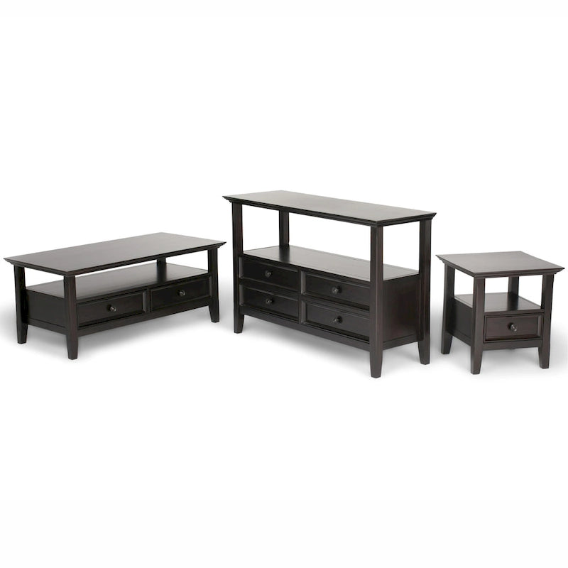 Table d'appoint carrée en bois massif avec tiroir et étagère – 10 couleurs, 48 cm L x 51 cm H