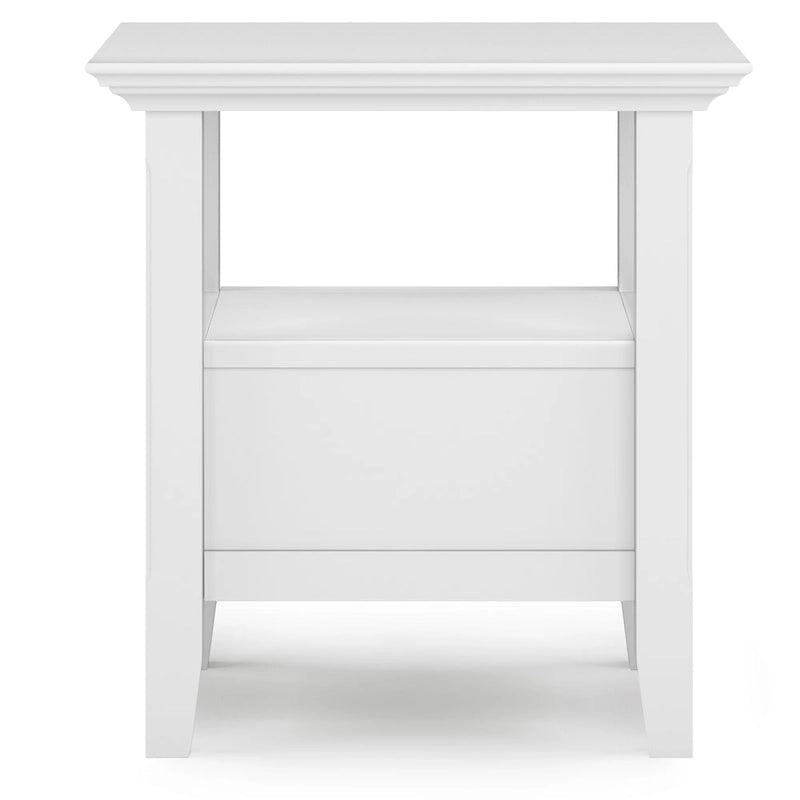 Table d'appoint carrée en bois massif avec tiroir et étagère – 10 couleurs, 48 cm L x 51 cm H