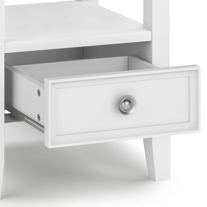 Table d'appoint carrée en bois massif avec tiroir et étagère – 10 couleurs, 48 cm L x 51 cm H