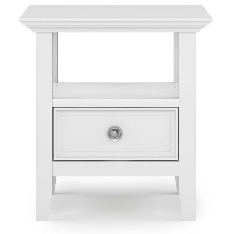 Table d'appoint carrée en bois massif avec tiroir et étagère – 10 couleurs, 48 cm L x 51 cm H