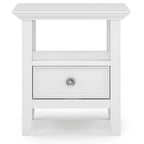 Table d'appoint carrée en bois massif avec tiroir et étagère – 10 couleurs, 48 cm L x 51 cm H