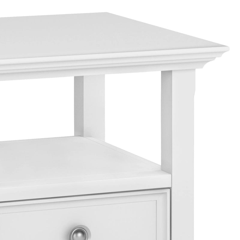 Table d'appoint carrée en bois massif avec tiroir et étagère – 10 couleurs, 48 cm L x 51 cm H