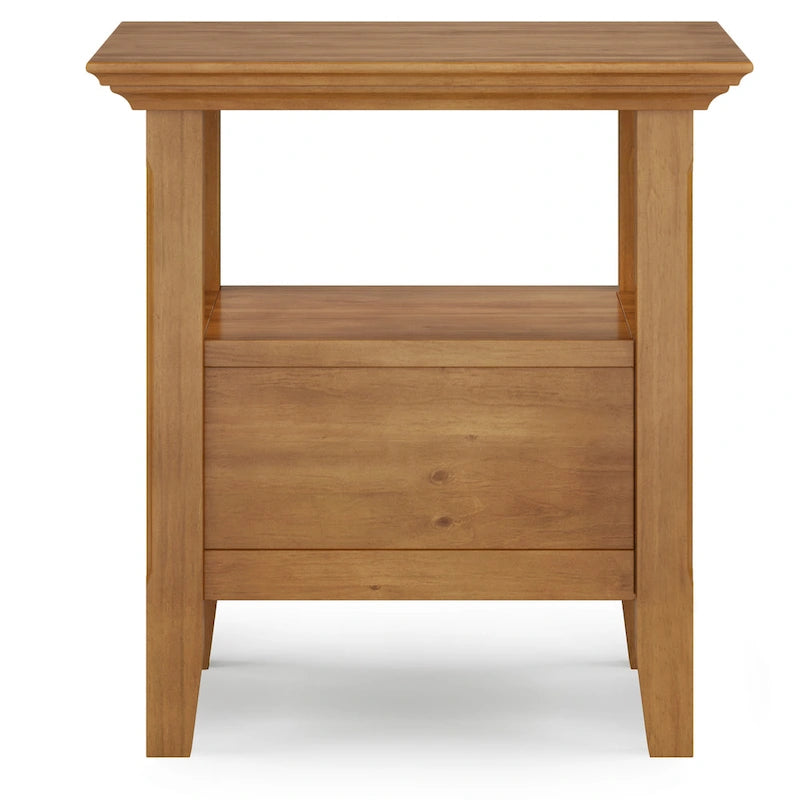 Table d'appoint carrée en bois massif avec tiroir et étagère – 10 couleurs, 48 cm L x 51 cm H