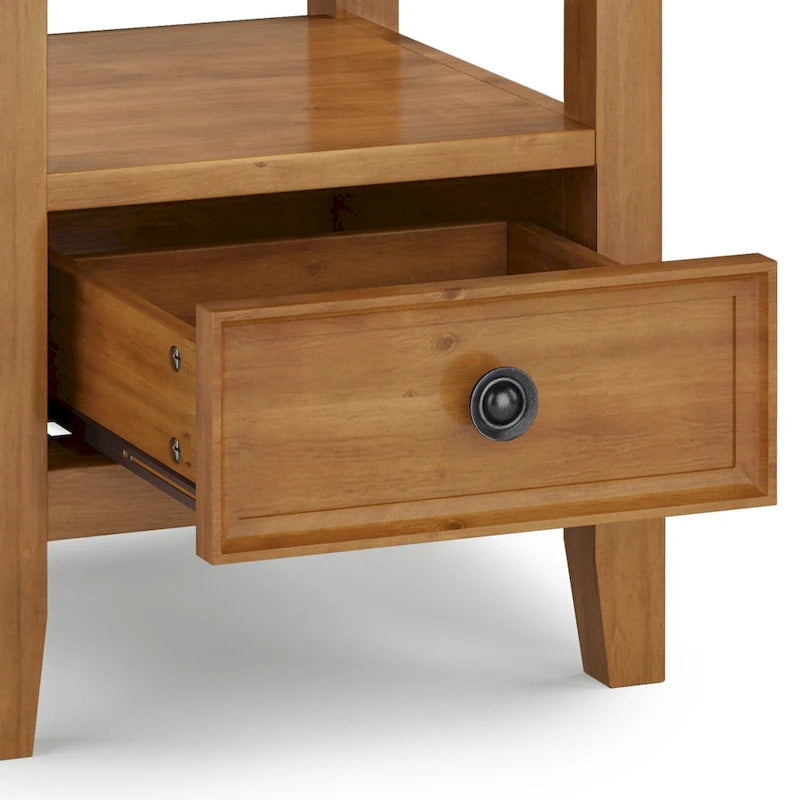 Table d'appoint carrée en bois massif avec tiroir et étagère – 10 couleurs, 48 cm L x 51 cm H