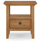 Table d'appoint carrée en bois massif avec tiroir et étagère – 10 couleurs, 48 cm L x 51 cm H
