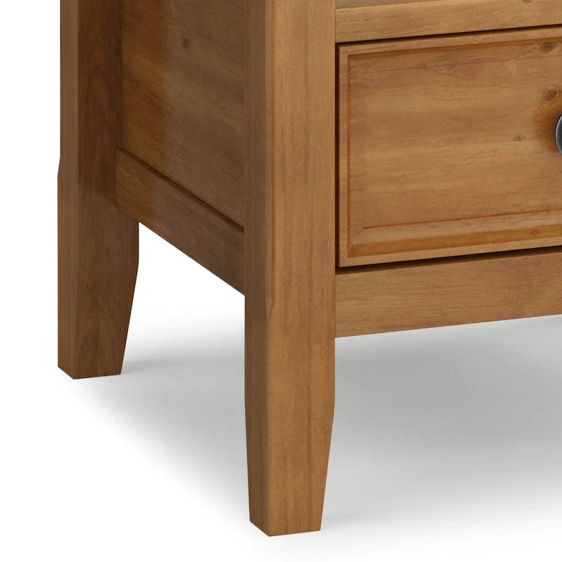 Table d'appoint carrée en bois massif avec tiroir et étagère – 10 couleurs, 48 cm L x 51 cm H