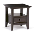 Table d'appoint carrée en bois massif avec tiroir et étagère – 10 couleurs, 48 cm L x 51 cm H