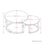 Tables basses gigognes brun clair et blanches, style moderne, ensemble de 2
