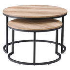 Tables basses gigognes brun clair et blanches, style moderne, ensemble de 2