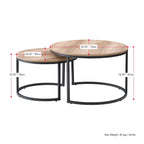 Tables basses gigognes brun clair et blanches, style moderne, ensemble de 2