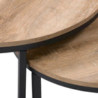 Tables basses gigognes brun clair et blanches, style moderne, ensemble de 2