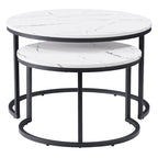 Tables basses gigognes brun clair et blanches, style moderne, ensemble de 2