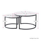 Tables basses gigognes brun clair et blanches, style moderne, ensemble de 2