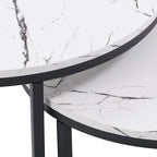 Tables basses gigognes brun clair et blanches, style moderne, ensemble de 2