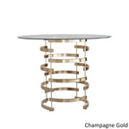 Ensemble de salle à manger rond 5 places à hauteur de comptoir avec plateau en verre Champagne doré / Chrome