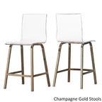 Ensemble de salle à manger rond 5 places à hauteur de comptoir avec plateau en verre Champagne doré / Chrome
